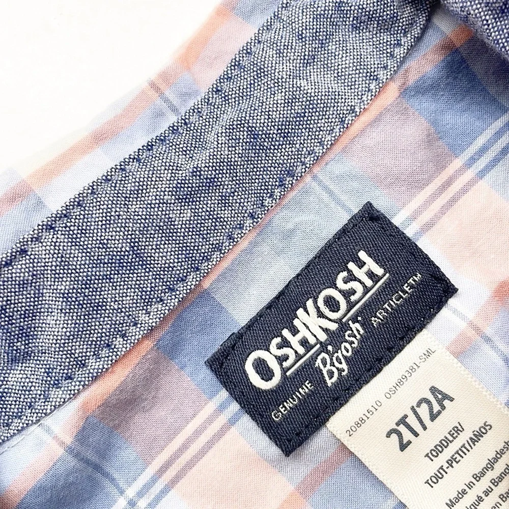 OshKosh B'gosh toddler boys blue plaid long sleeve button down shirt